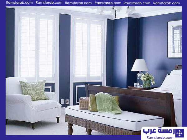 الوان حوائط غرفة نوم زرقاء