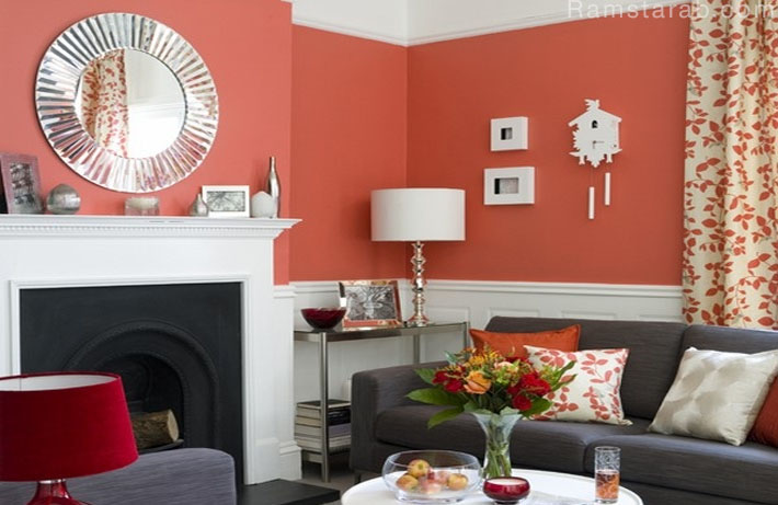 Этнический стиль интерьера в загородном доме Living room orange, Living room gre