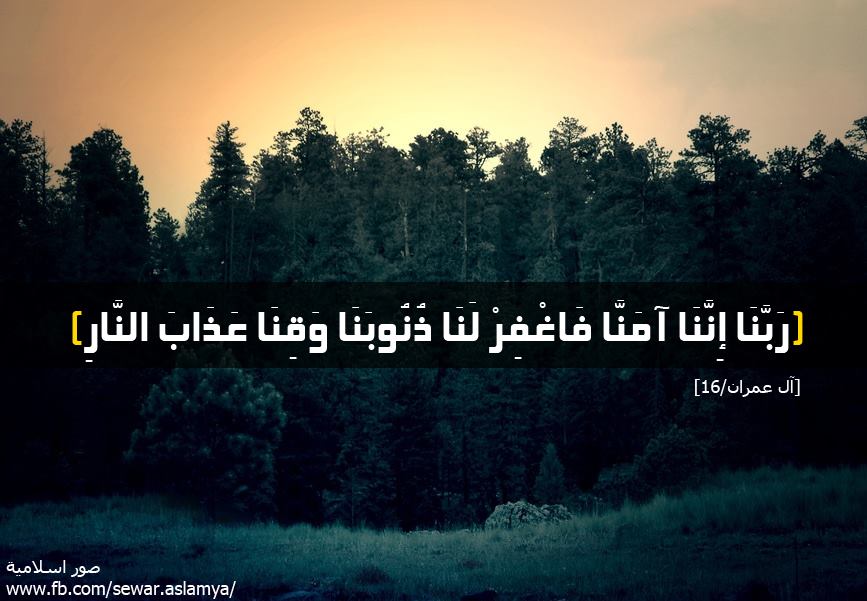 رَبَّنَا إِنَّنَا آمَنَّا فَاغْفِرْ لَنَا ذُنُوبَنَا وَقِنَا عَذَابَ النَّارِ