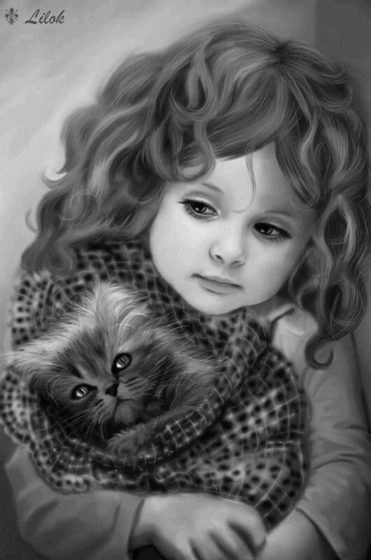 صورة بنت معها قطة